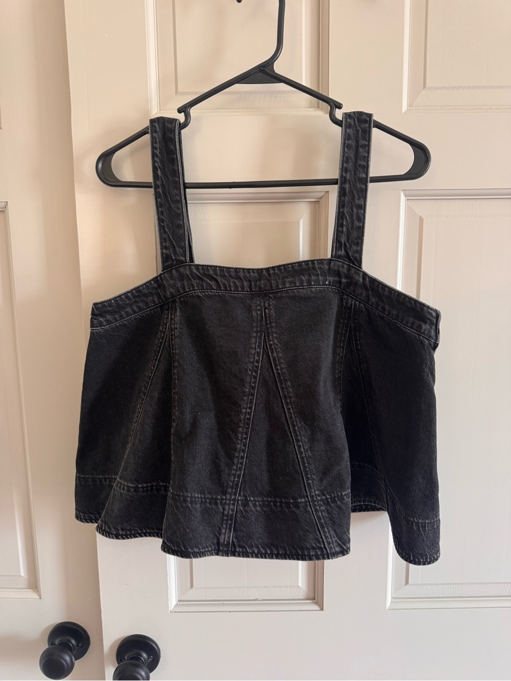 American Eagle black denim flowy tank M